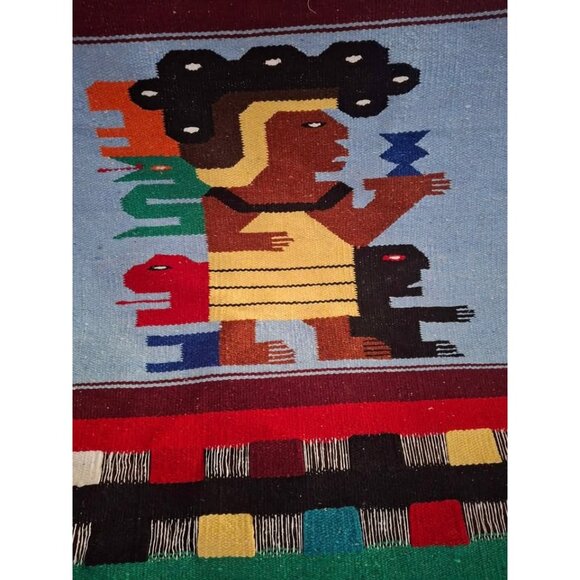 Vintage Handwoven Southwestern Wall Tapestry With Tribal Pattern - Picture 3 of 6